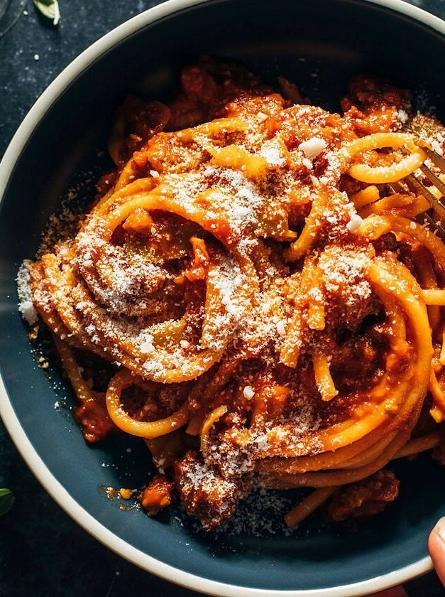 Savory Bucatini with Spicy Italian Twist