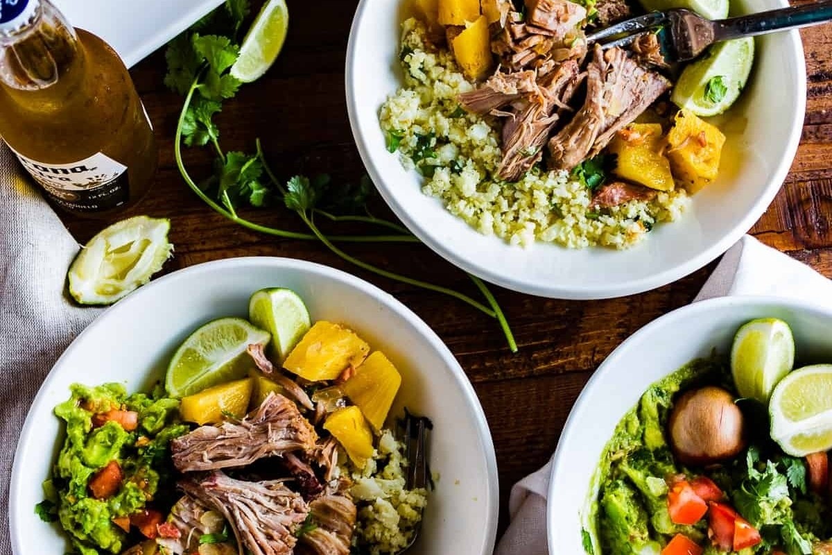 Pineapple Pulled Pork with Cilantro Lime Cauliflower