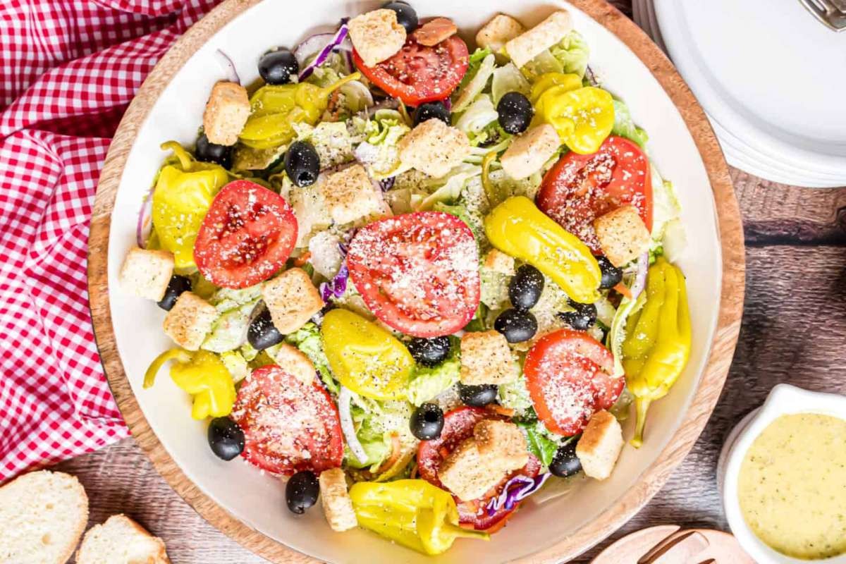 Copycat Olive Garden Salad with Creamy Twist