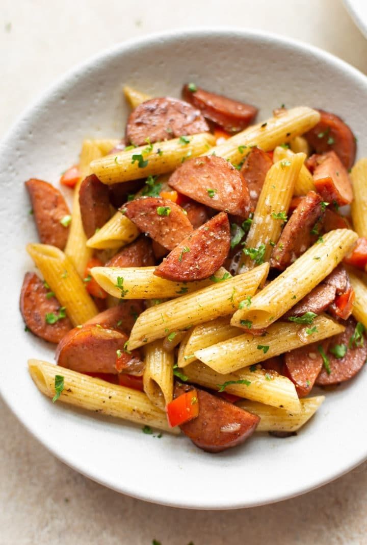 Smoked Sausage Mozzarella Pasta Delight