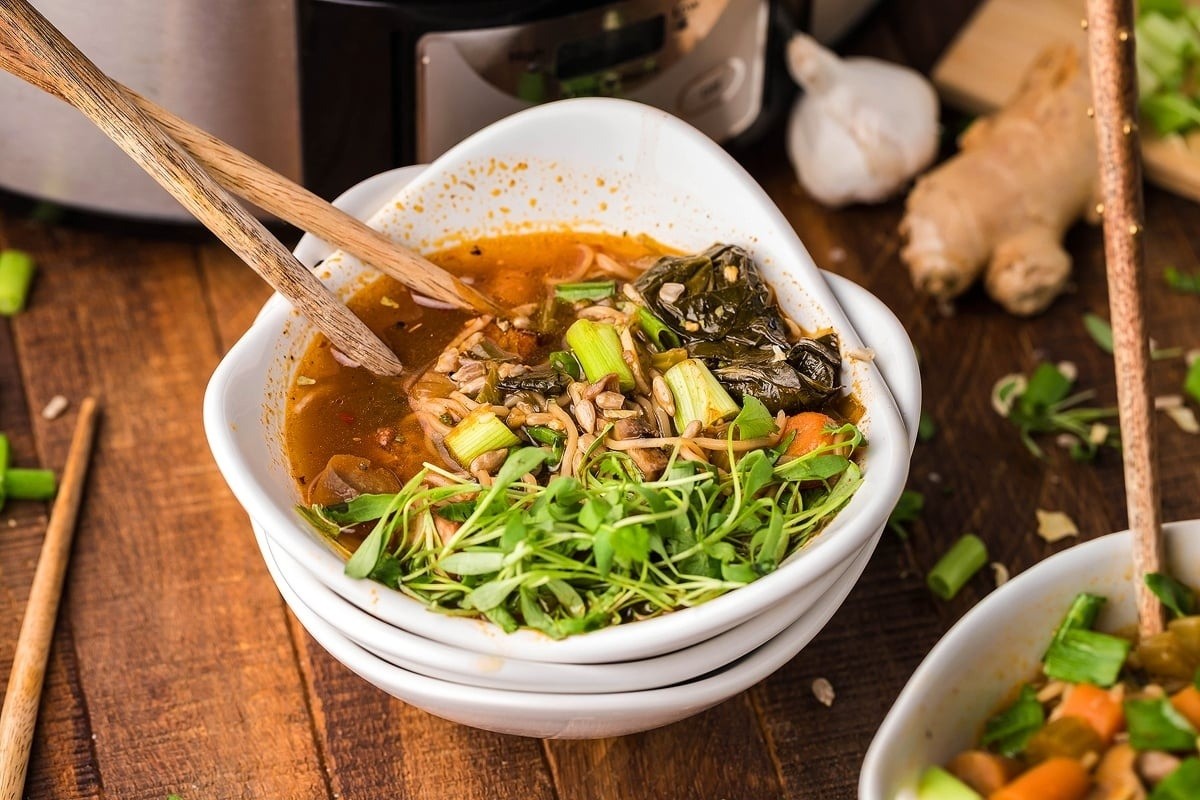 Hearty Crock Pot Miso Ramen with Tofu Delight