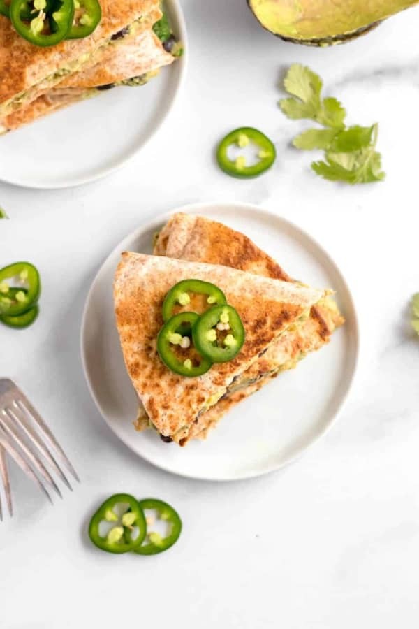 Quick Black Bean & Avocado Quesadillas