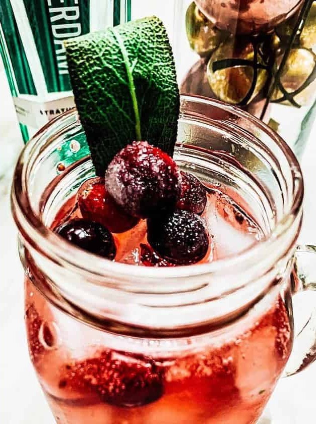 Gin Cocktail with Cranberries and Sage Twist