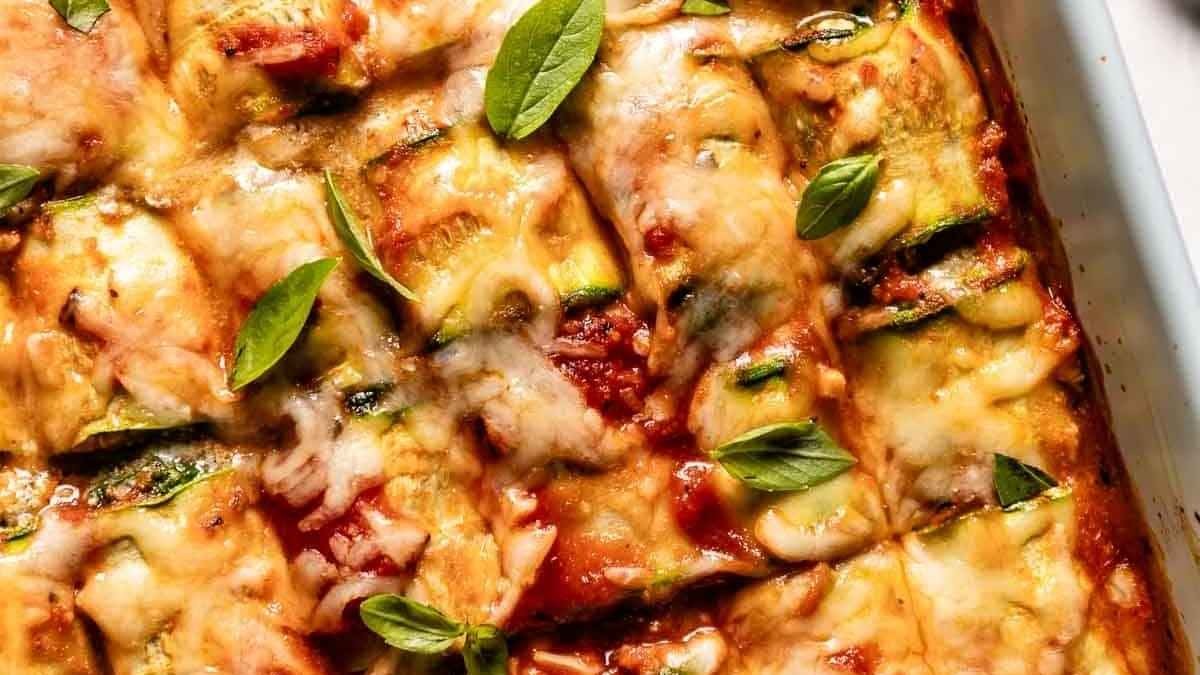Creamy Zucchini Roll-Ups with Tomato Sauce