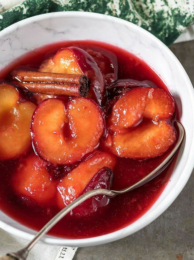 Quick Plum Poaching in Cinnamon Syrup