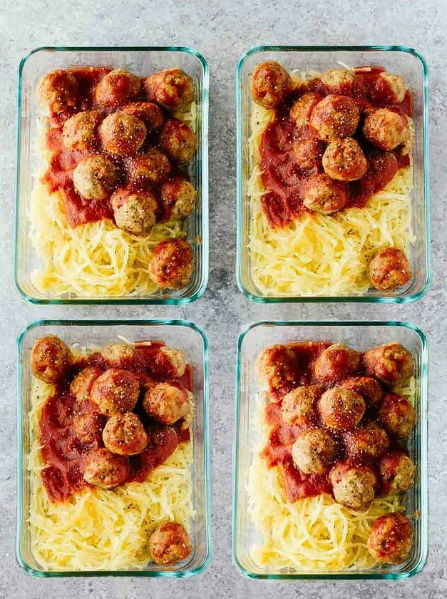Paleo Turkey Meatball Bowls with Spaghetti Squash