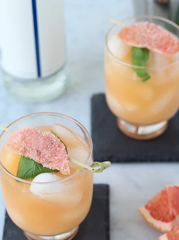 Basil Twist on Grapefruit Vodka Sparkler