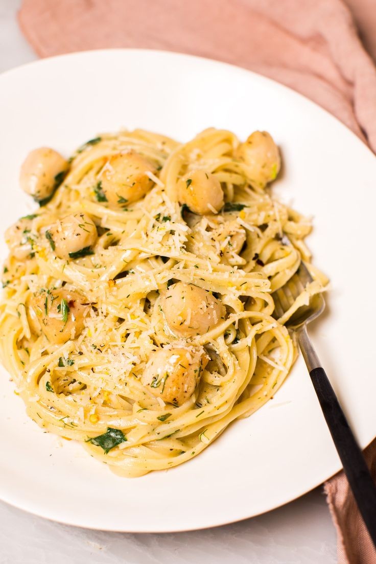 Lemon-Dill Pasta with Pan-Seared Bay Scallops