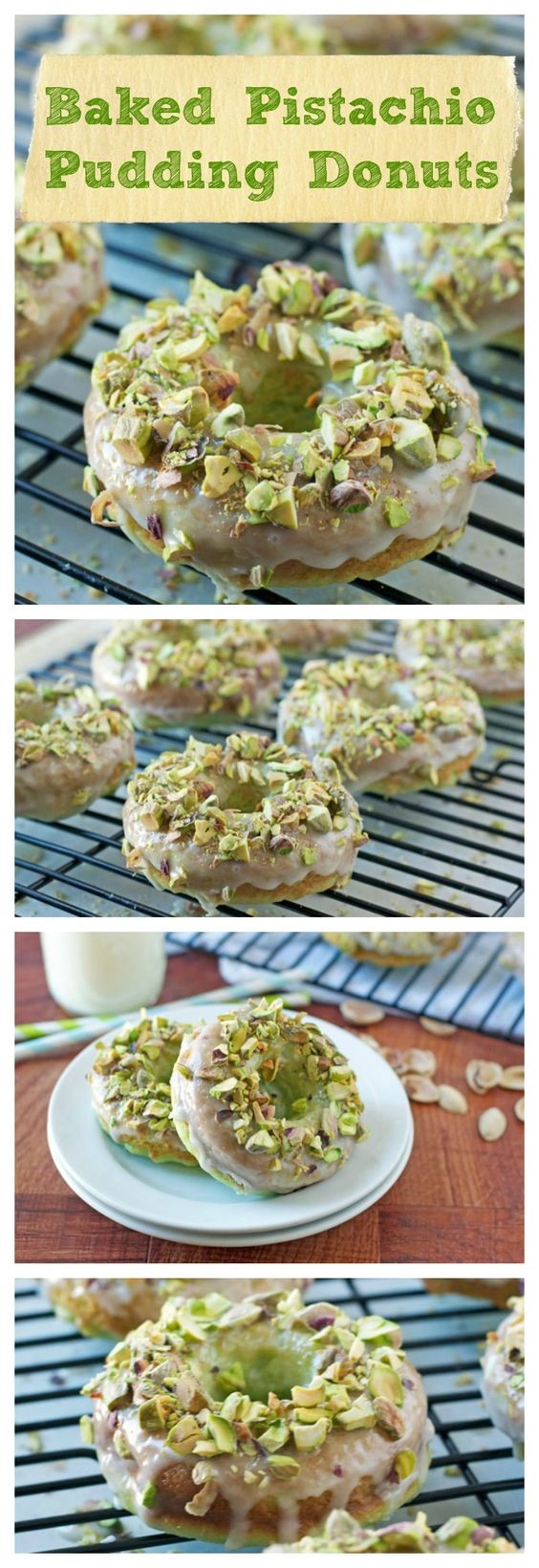 Pistachio Pudding Donuts with Crunchy Toppings