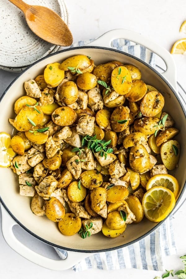 Quick Oregano Chicken and Lemon Potatoes