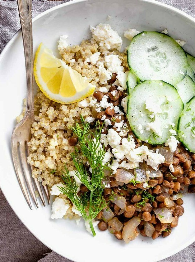 Lentil Quinoa Bowls with Zesty Coriander Crunch