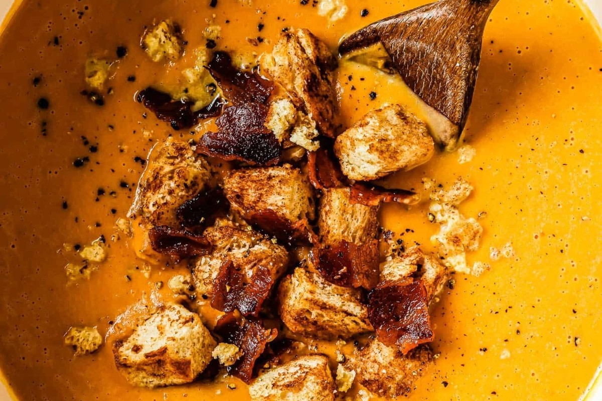 Crispy Sweet Potato Bisque with Bourbon Twist