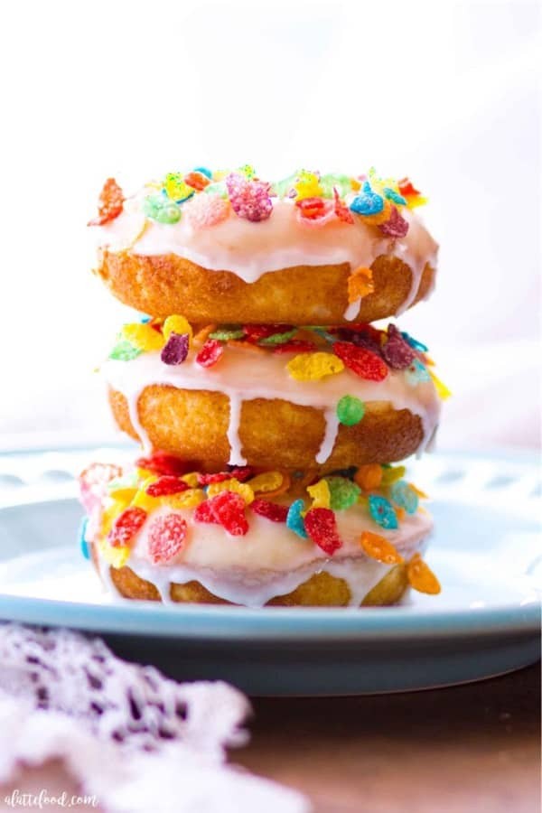 Vanilla Donuts with Fruity Pebble Crunch