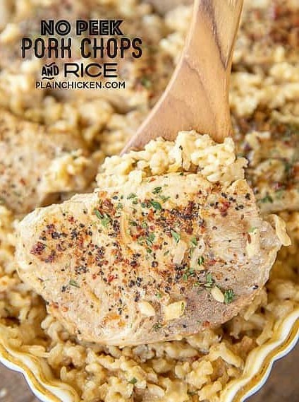 Easy Pork Chops with Flavored Rice