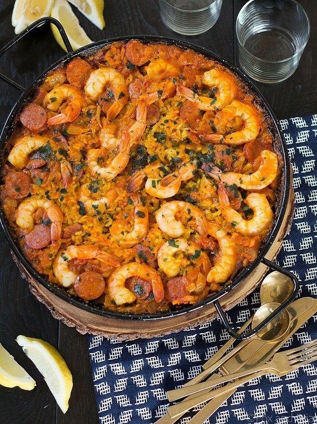 Spanish Paella with Spicy Shrimp & Sausage