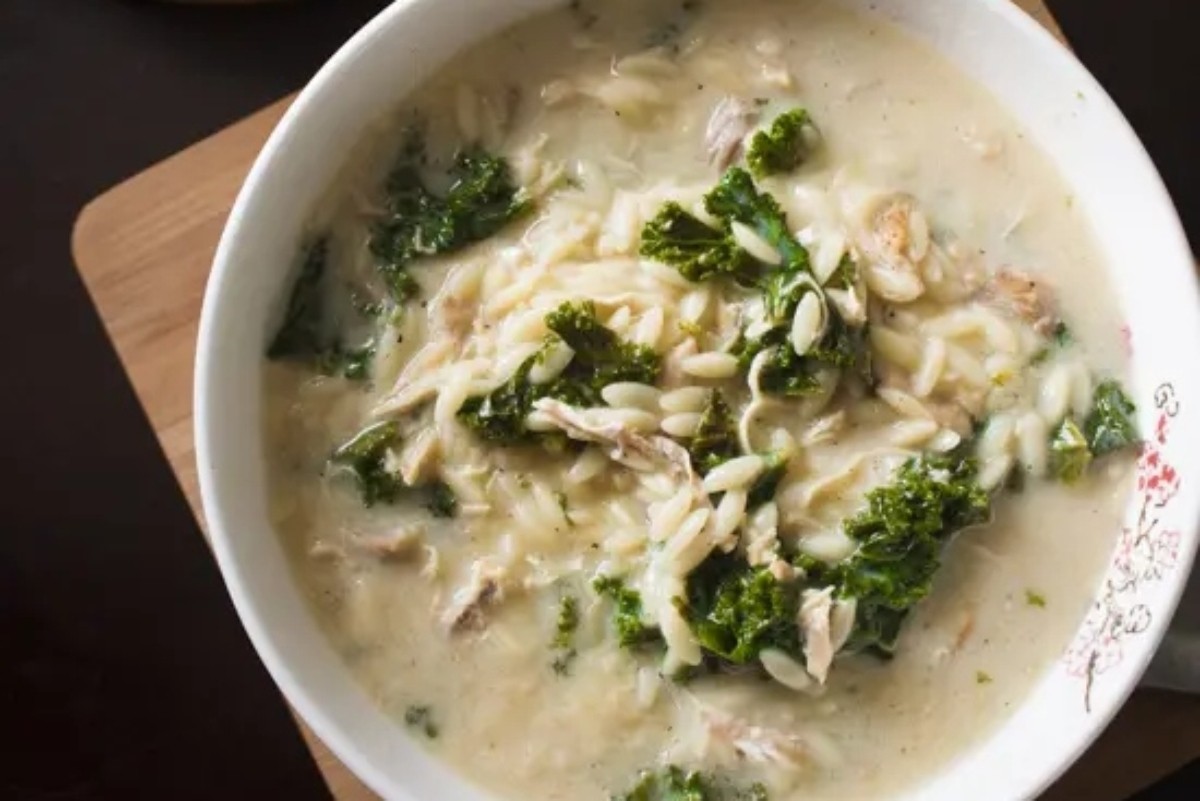 Lemony Greek Chicken Soup with Orzo and Kale