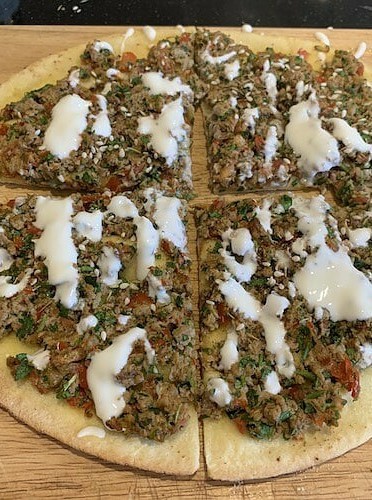 Lamb Shawarma Pizza with Middle Eastern Flair