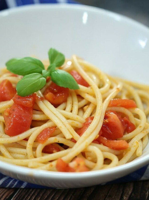 Midnight Bucatini with Savory Tomato Sauce