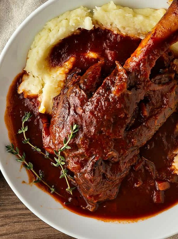 Lamb Shanks Braised in Intense Red Wine