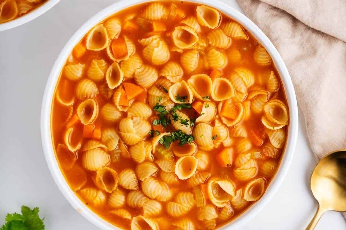 Mexican Pasta Soup with Toasted Conchas