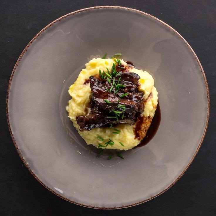 Beef Cheeks in Creamy Parmesan Polenta Bowl