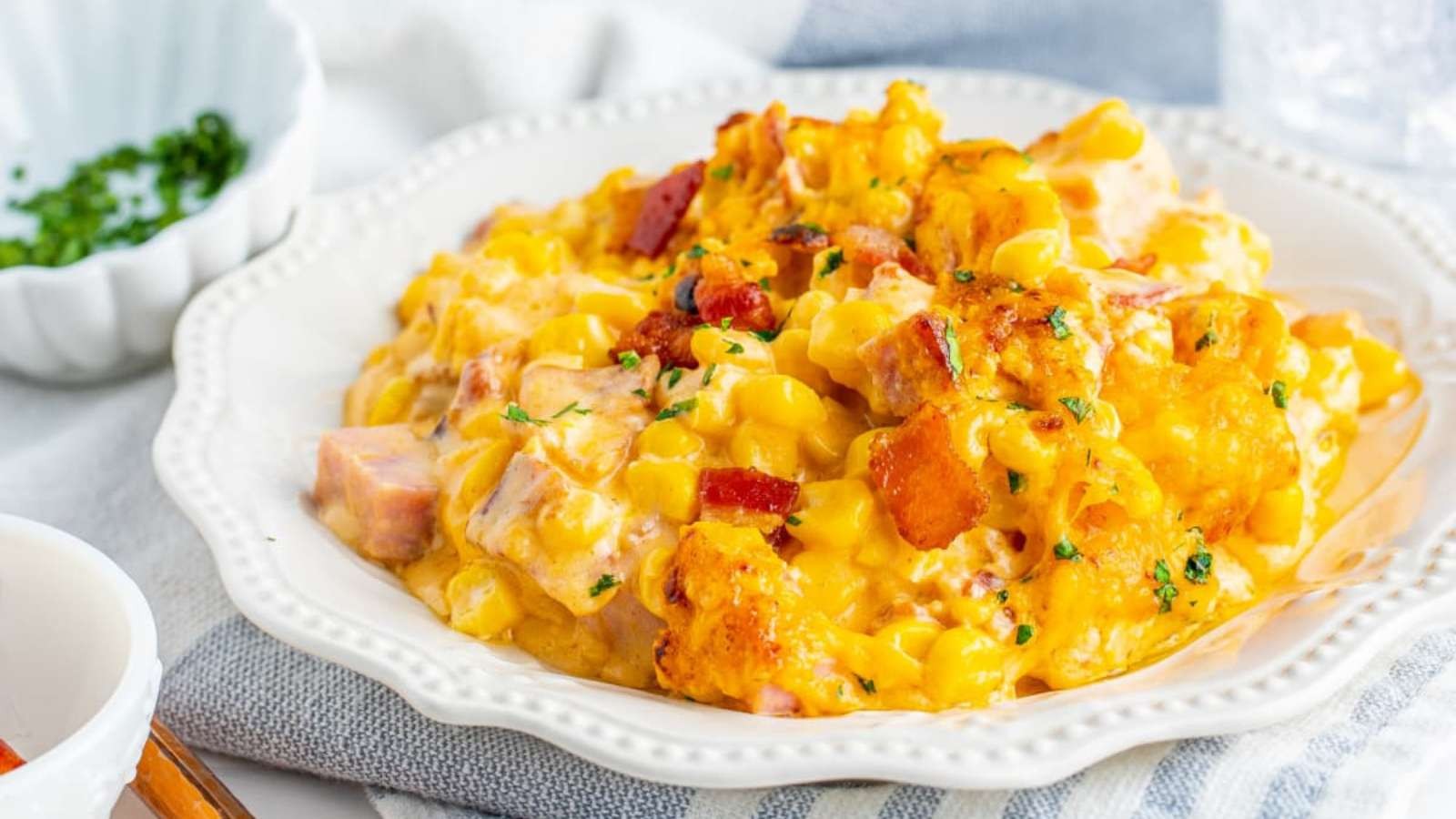 Bacon-Ham Cheesy Corn Delight Casserole