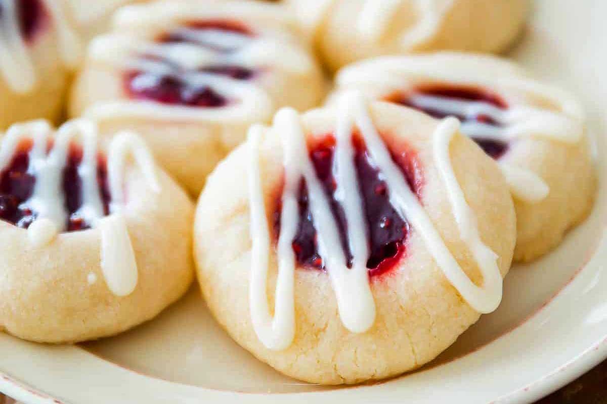 Raspberry Almond Thumbprint Cookies