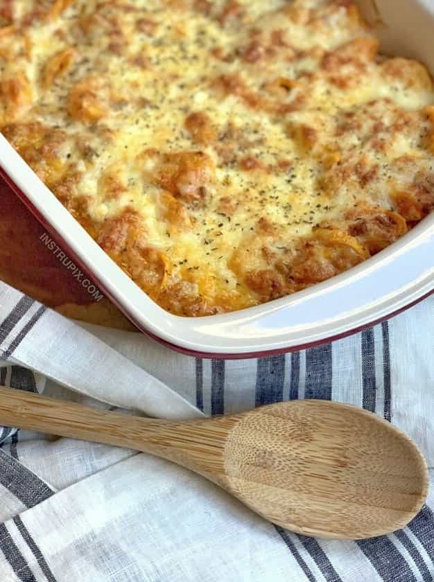 Tortellini Casserole with Meat Sauce Delight