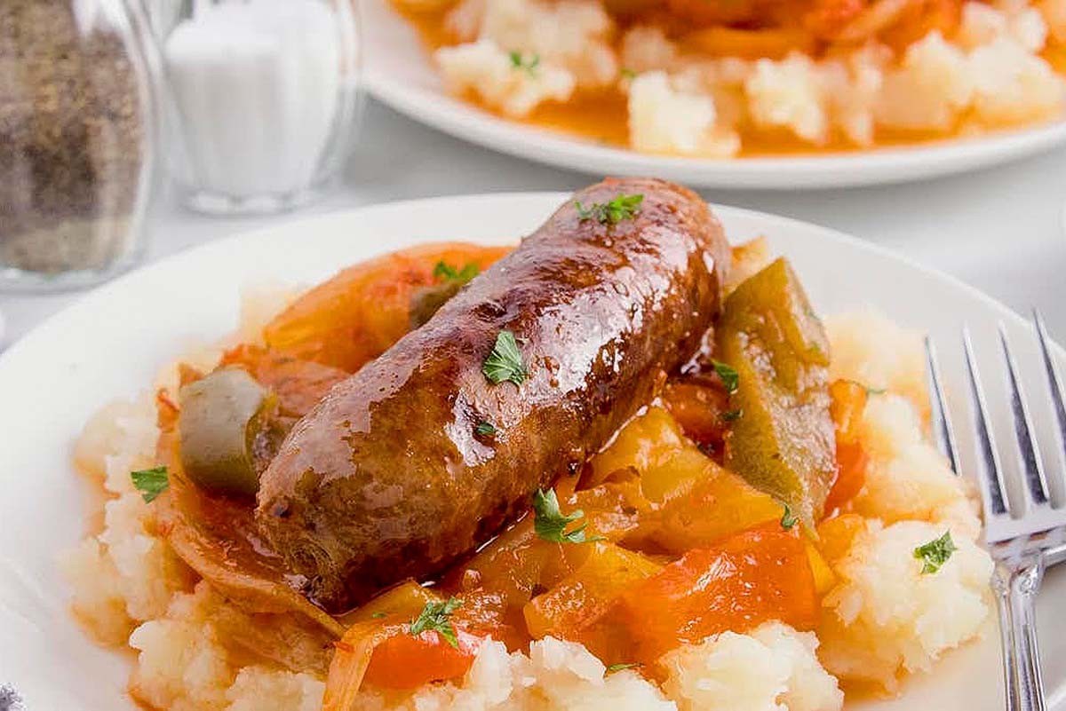 Sausage Stew with Roasted Peppers