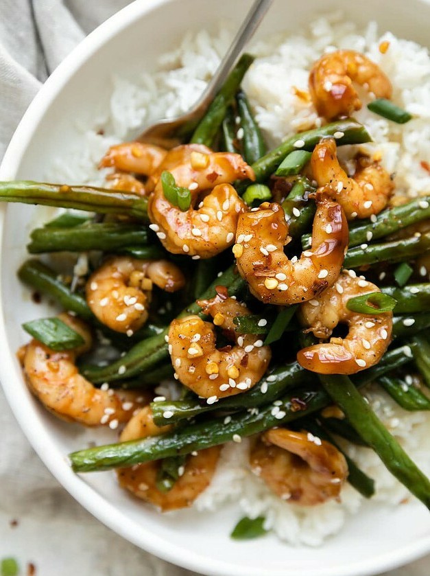 Garlic Honey Glazed Shrimp on One Pan