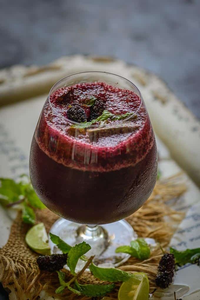 Dutch Pancakes with Sweet Mulberry-Rhubarb Topping