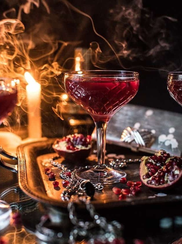 Bourbon Blood Red Halloween Cocktail