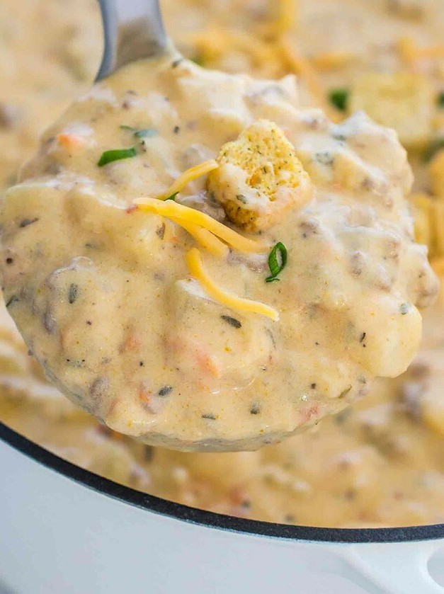 Creamy Cheeseburger Soup Delight