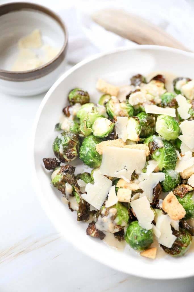 Crispy Air Fryer Brussels Sprout Caesar