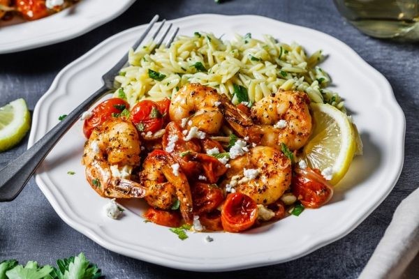 Greek-Style Spicy Shrimp Sheet Pan