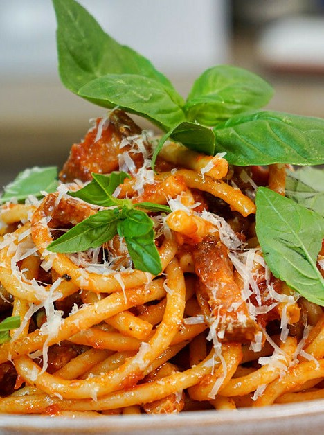 Classic Italian Pasta Dish Amatriciana Style