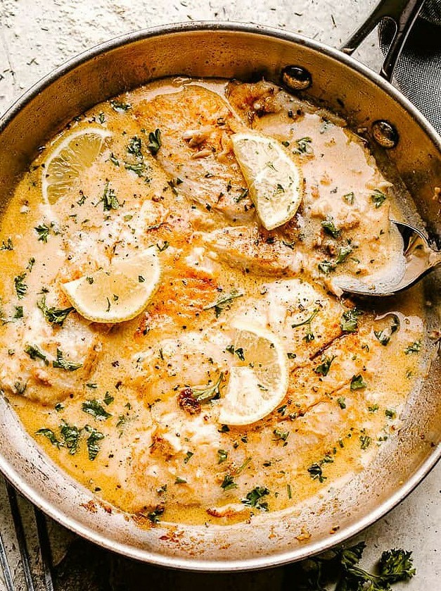 Tilapia in Zesty Lemon Cream Sauce