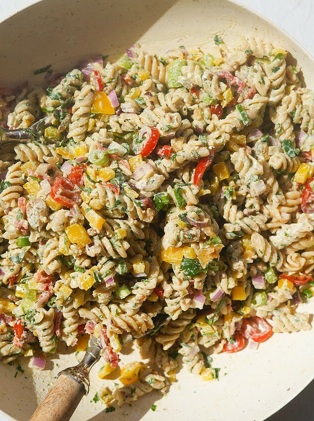 Vibrant Vegan Pasta Salad with Tofu Cream