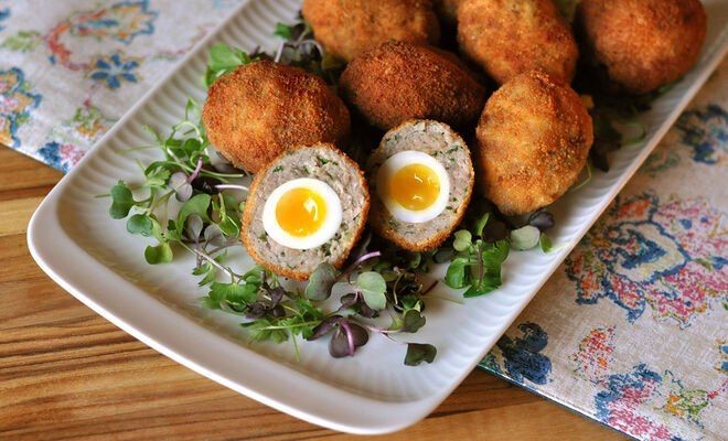 Crispy Quail Egg Bites with Herbed Sausage