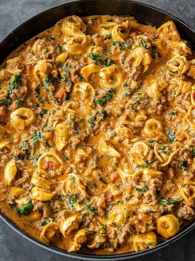 Spinach Tortellini in Creamy Tomato Sauce