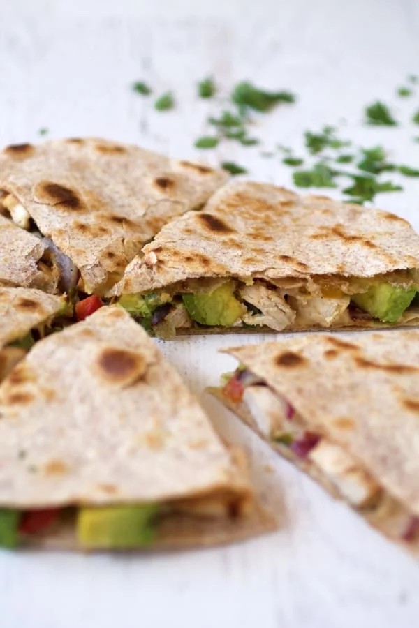 Avocado Chicken Quesadillas on Rice Tortillas