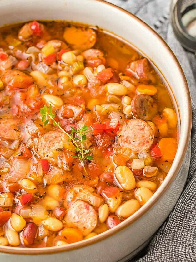 Hearty Slow Cooker Sausage Bean Stew