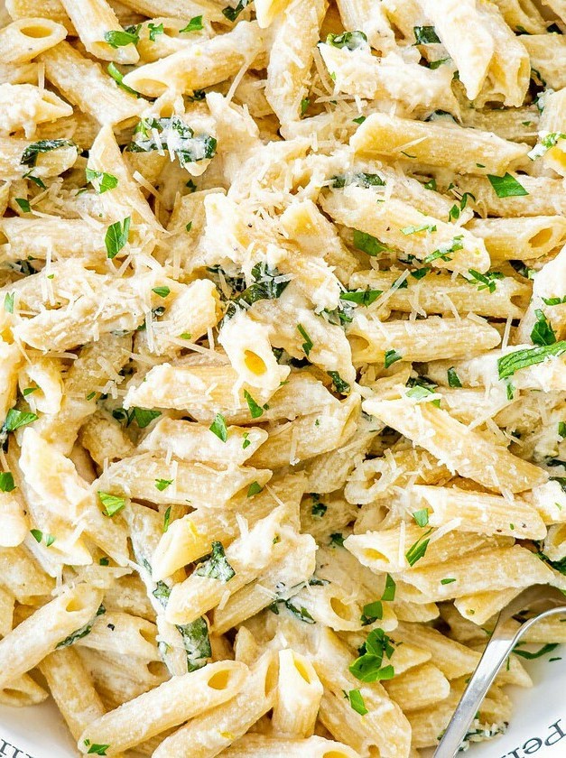 Goat Cheese Pasta with Creamy Basil Twist