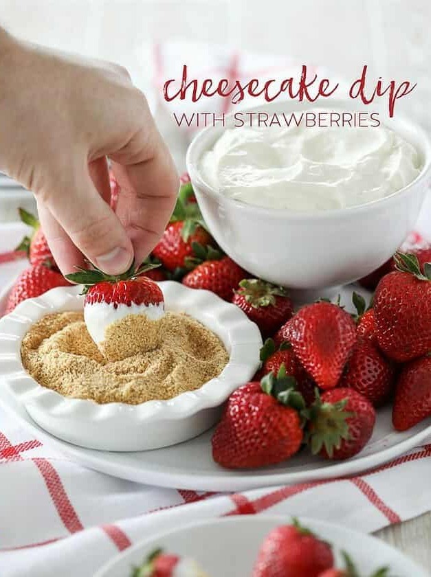 Strawberry Cheesecake Bites in a Dip
