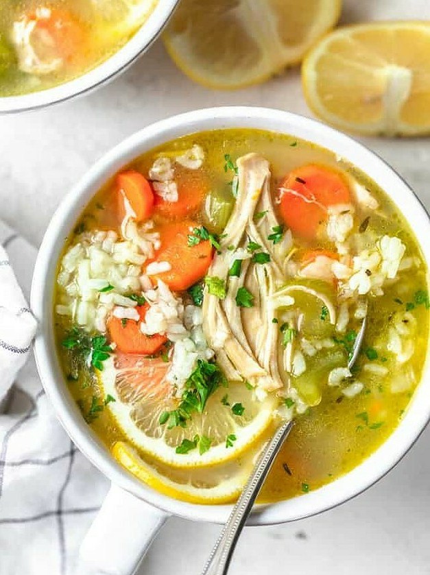Lemony Chicken and Rice Broth Soup