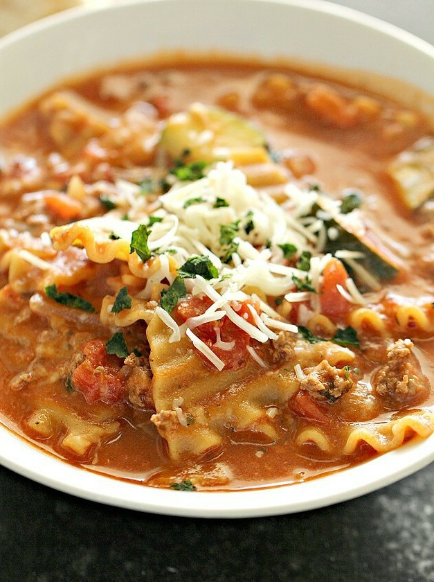 Turkey Sausage Lasagna Noodle Soup