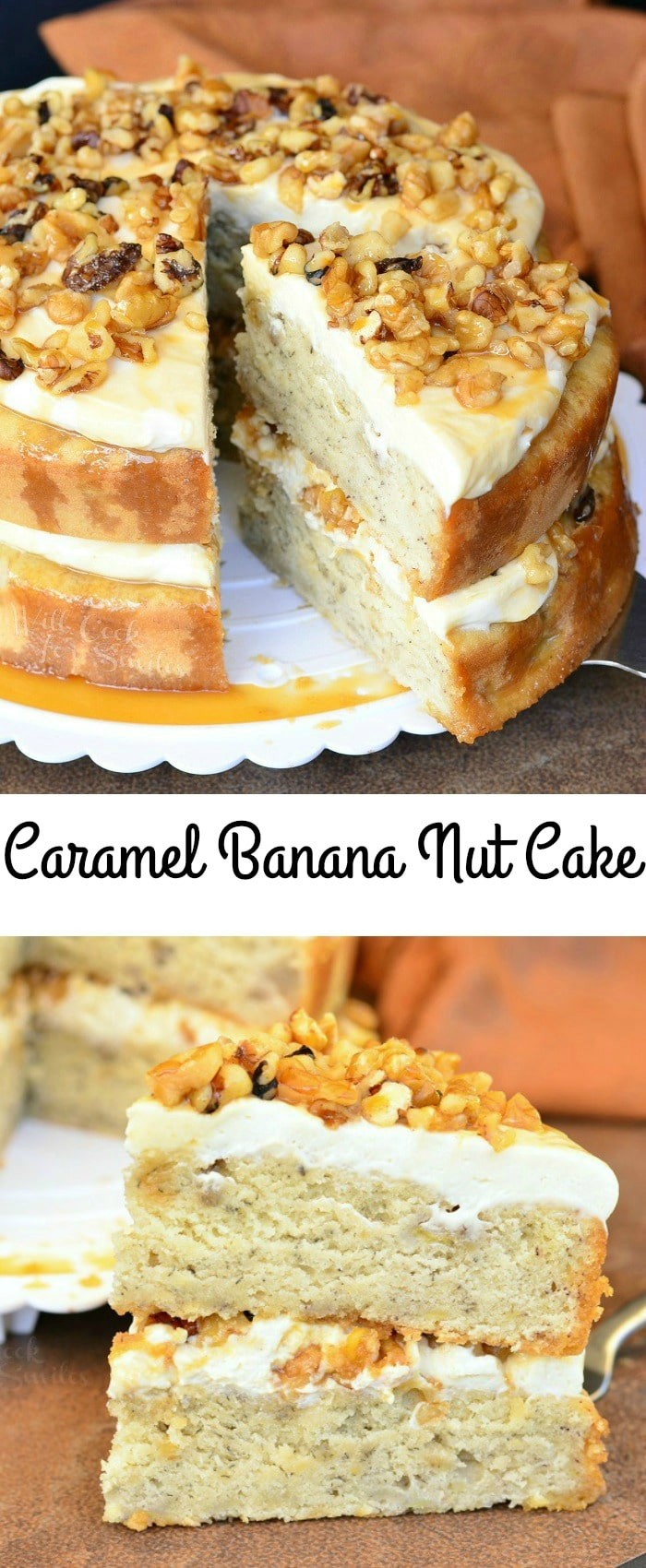 Banana Caramel Walnut Delight Cake
