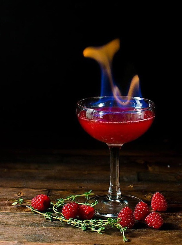 Raspberry Fire Rum Cocktail