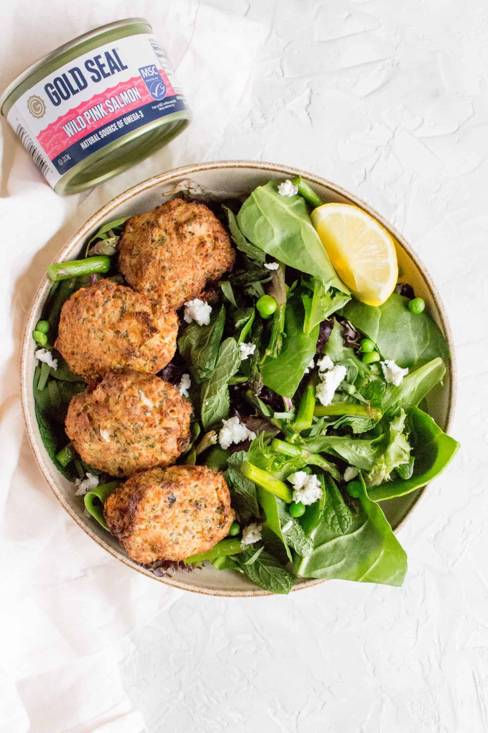 Air Fryer Salmon Patties with Spring Greens