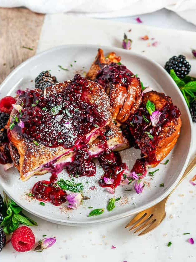 Decadent Blackberry Cream Cheese Stuffed French Toast